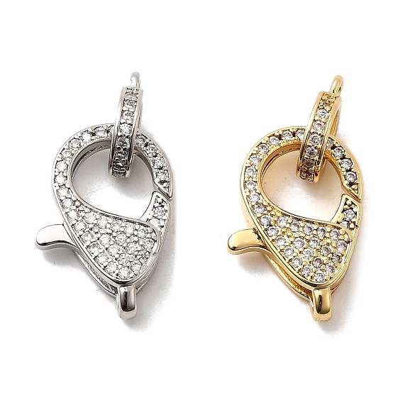 Застежки-клешни из прозрачной латуни с кубическим цирконием, с трубчатой дужкой