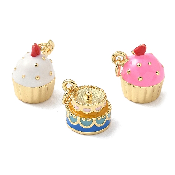 Латунь эмаль подвески, с целью перехода в кольце, торт прелести, без свинца и без кадмия, долговечный, реальный 18 k позолоченный, стойки покрытие