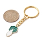 Alloy Enamel Pendant Keychain, with Iron Split Key Rings, Lemon/Cabbage/Coconut/Clover/Avocado
