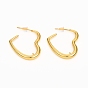 Brass Stud Earring Findings, Cadmium Free & Lead Free, For Half Drilled Beads, Long-Lasting Plated, with Plastic Ear Nuts, Heart