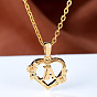 Цепочка из латуни с подвеской в виде сердца в форме розы и буквы, золотые