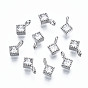 925 Sterling Silver Cubic Zirconia Charms, Nickel Free, Real Platinum Plated, Rhombus