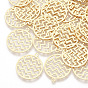 Brass Filigree Pendants, Hollow, Real 18K Gold Plated, Flat Round