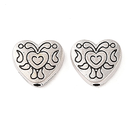 Tibetan Style Alloy Beads, Cadmium Free & Lead Free, Heart