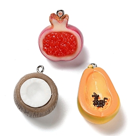 3d подвески из непрозрачной смолы с фруктовой тематикой, с платиновыми тоновыми железными петлями