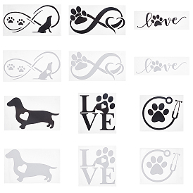 SUPERFINDINGS Waterproof Plastic Car Stickers, Self Adhesive Stickers, Love Dog Decal, Dog Paw Print, for Cars, Motorbikes, Skateboard Decor