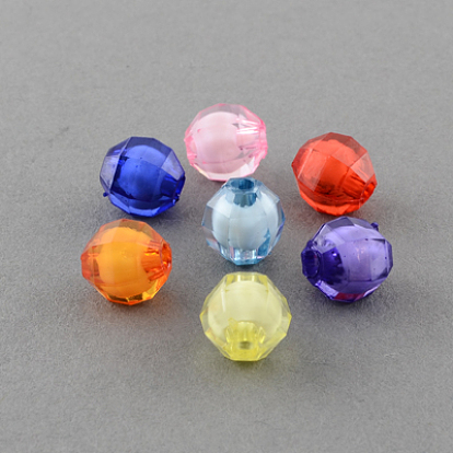 Transparent Acrylic Beads, Bead in Bead, Faceted, Oval, 8mm, Hole: 2mm, 2200pcs/500g