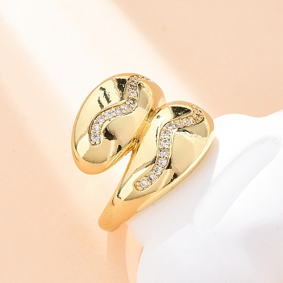 Латунные кольца-манжеты с микропаве и прозрачным цирконием для женщин, слеза, стойки покрытие, без кадмия и без свинца, долговечный