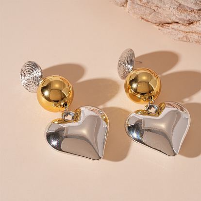 Серьги-гвоздики из акрилового сплава в форме сердца