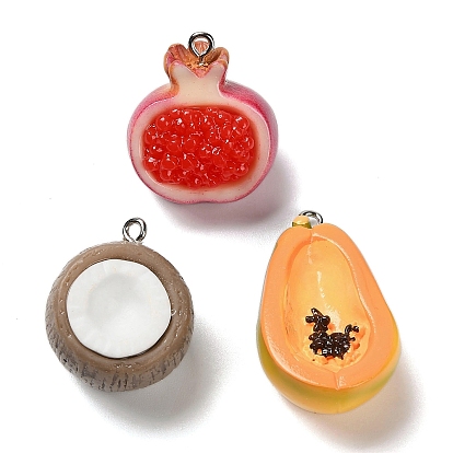 3d подвески из непрозрачной смолы с фруктовой тематикой, с платиновыми тоновыми железными петлями