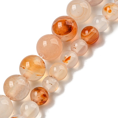 Нити натуральных бусин из красного дендритного агата, класс А, круглые