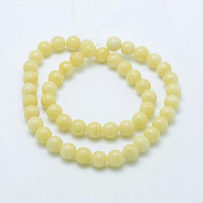 Natural Mashan Jade Round Beads Strands, Dyed & Heated, 14mm, Hole: 1mm, about 30pcs/strand, 16 inch