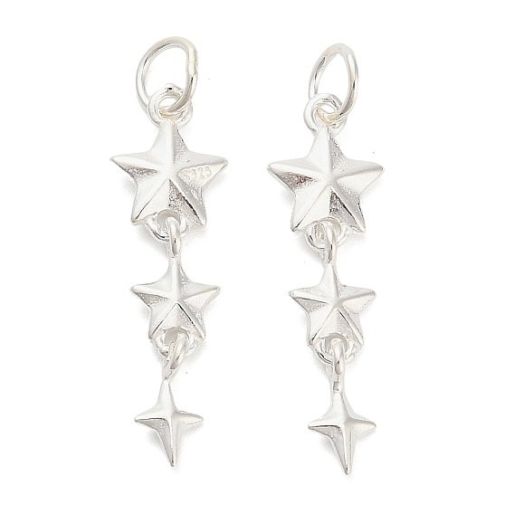 925 подвески из стерлингового серебра, подвески с тройной звездой, с перемычками и 925 штампом