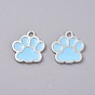 Enamel Pendants, with Platinum Plated Alloy Findings, Bear Paw Prints