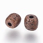 Tibetan Style Alloy Barrel Beads, Cadmium Free & Lead Free, 7x6.5mm, Hole: 2mm, about 1470pcs/1000g