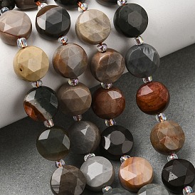 Океан Природный яшмы бисер нитей, граненые шестиугольные бусины в форме монеты, с бисером