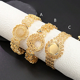 Элегантные латунные браслеты в винтажном стиле для женщин, цветок