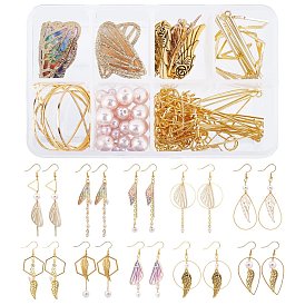 SUNNYCLUE DIY Butterfly Earring Making Kits, Including Brass & Alloy & Imitation Metal Cloth Pendants, Glass Pearl Beads, Brass Linking Rings & Cable Chains & Earring Hooks