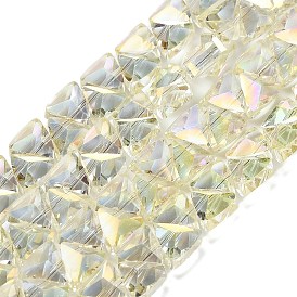 Стеклянные бусины с гальваническим покрытием , треугольные, граненые