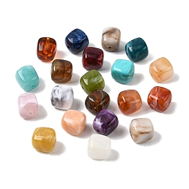 Непрозрачные акриловые бусины, имитация драгоценных камней, кубические, два тона