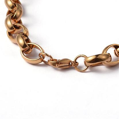 Anneau 304 en acier inoxydable colliers et bracelets de liaison des ensembles de bijoux, avec fermoir pince de homard, 18.5 pouces (470 mm), 220 mm (8-5/8 pouces)
