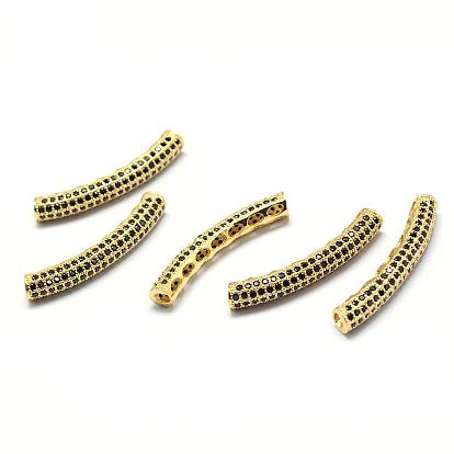 Rack Plating Brass Cubic Zirconia Beads, Long-Lasting Plated, Cadmium Free & Lead Free, Tube