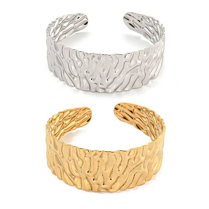 Текстурированные женские браслеты-манжеты 304 из нержавеющей стали