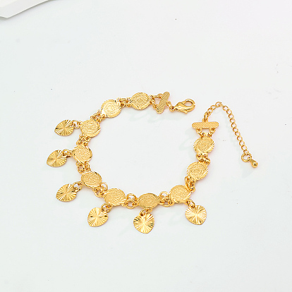 Регулируемые латунные старинные браслеты из монет, браслеты с подвесками в форме сердца для женщин