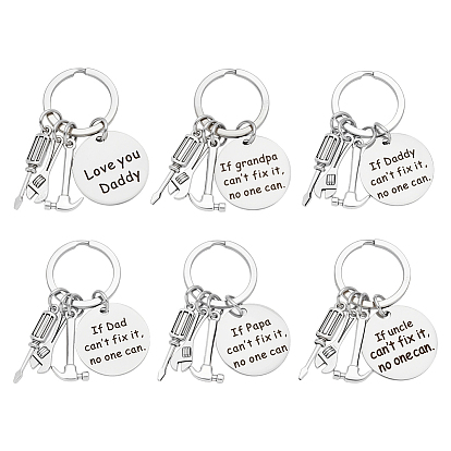 6 шт. брелоки из нержавеющей стали, молотковая отвертка, 6 шт. бархатные сумки на завязках, разнообразные