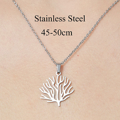 201 Stainless Steel Tree Pendant Necklace