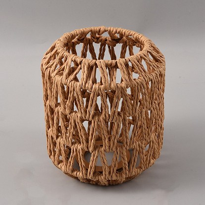 Column Paper String Weaving Lamp Shades, with Iron Findings