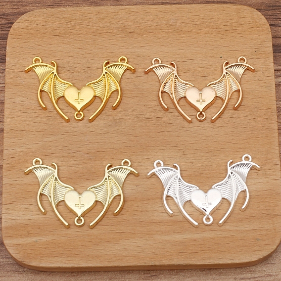 Подвески в виде летучих мышей из цинкового сплава, с сердцем и крестом