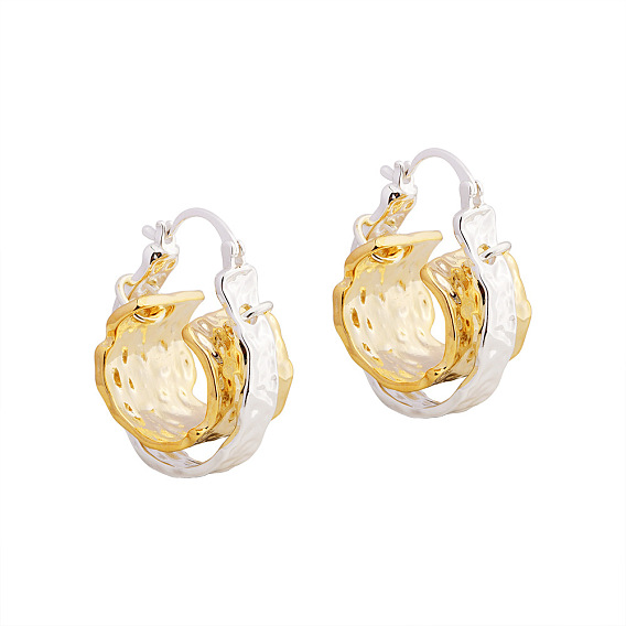 Латунные двухцветные серьги-кольца