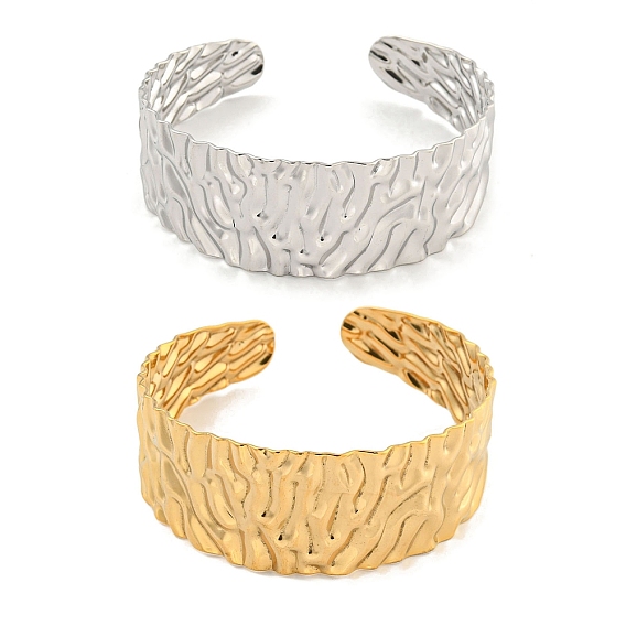 Текстурированные женские браслеты-манжеты 304 из нержавеющей стали