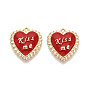 Подвески из сплава с эмалью ко дню святого валентина, сердечко со словом «поцелуй меня» и подвесками, золотые, без кадмия, без никеля и без свинца