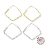925 Sterling Silver Textured Rhombus Hoop Earrings