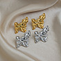 Irregular Pleated 304 Stainless Steel Stud Earrings for Women