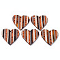 Stripe Resin & Walnut Wood Pendants, Heart