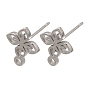 304 Stainless Steel Stud Earring Findings, Flower, with Loop