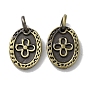 Тибетский стиль латунные подвески, без кадмия и без свинца, овальные с цветком