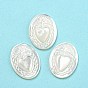 Natural Sea Shell Cabochons, Oval with Engraved Heart
