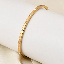 304 Шарнирные браслеты из нержавеющей стали со стразами для женщин, ионное покрытие (ip)