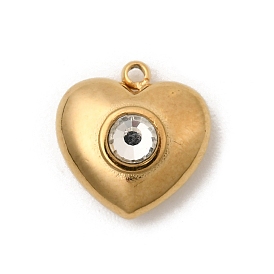 304 из нержавеющей стали горный хрусталь подвески, сердце прелести, ионное покрытие (ip)