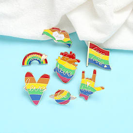 Rainbow Heart Bridge Love Pin - Creative Cartoon Alloy Brooch