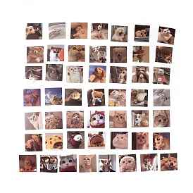 48Pcs 48 Styles PVC Plastic Pet Stickers Sets, Waterproof Adhesive Decals for DIY Scrapbooking, Photo Album Decoration, Dog & Cat Pattern