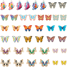 40 шт. 20 стили подвески из сплава с эмалью и наборы звеньев, без кадмия и без свинца, форме бабочки