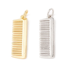 Brass Pendants, with Jump Rings, Cadmium Free & Lead Free, Long-Lasting Plated, Comb