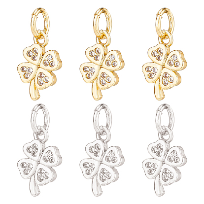 12 шт. 2 цвета латунные подвески из фианита с микропаве, с целью перехода в кольце, клевер очарование