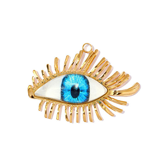 304 подвески из нержавеющей стали и стекла, очарование глаз, ионное покрытие (ip), долговечный, реальный 18 k позолоченный