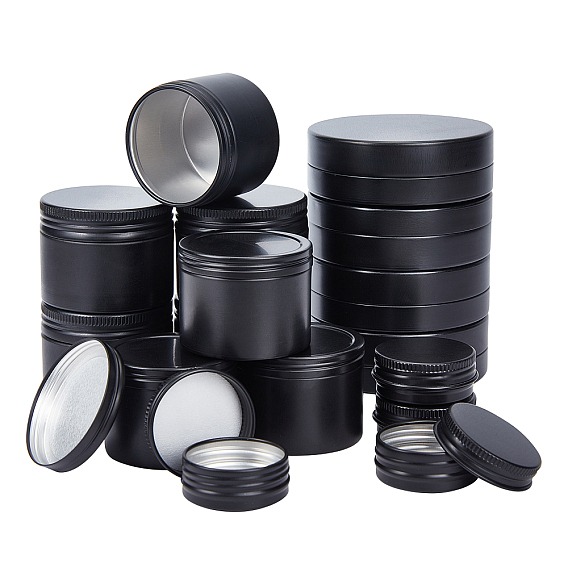 Round Aluminium Tin Cans, Aluminium Jar, Storage Containers for Cosmetic, Candles, Candies, with Slip-on Lids
